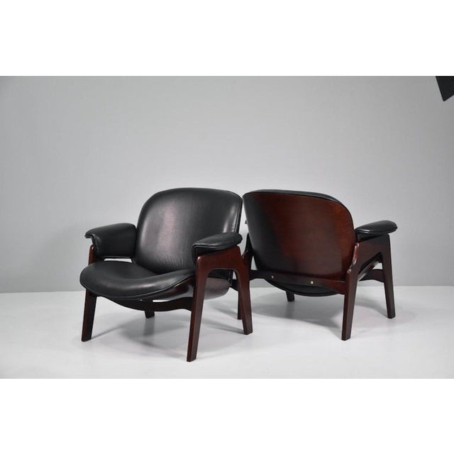 Vintage Chairs in Wood and Leather by Ico Parisi for Mim Roma, 1960s, Set of 2 For Sale - Image 18 of 18