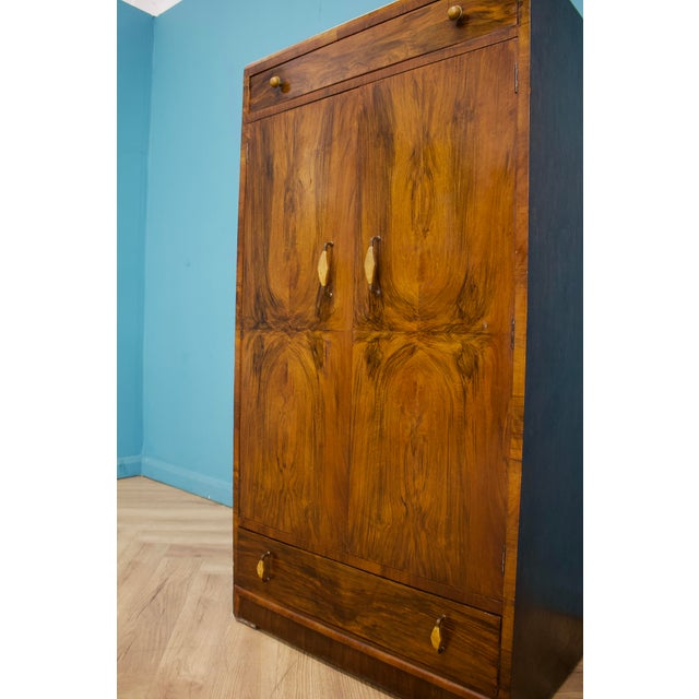 1930s Art Deco Compact Wardrobe in Walnut, 1930s For Sale - Image 5 of 11