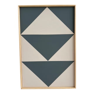 Contemporary Geometric Abstract Op Art Triptych Painting on Canvas in Neutrals Gray and Taupe, Framed For Sale