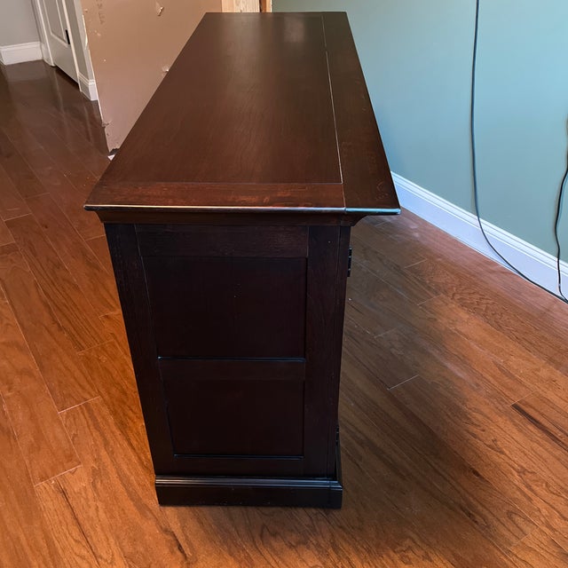 Bassett Furniture Bassett Glass Door Hutch With Filing Drawers For Sale - Image 4 of 7