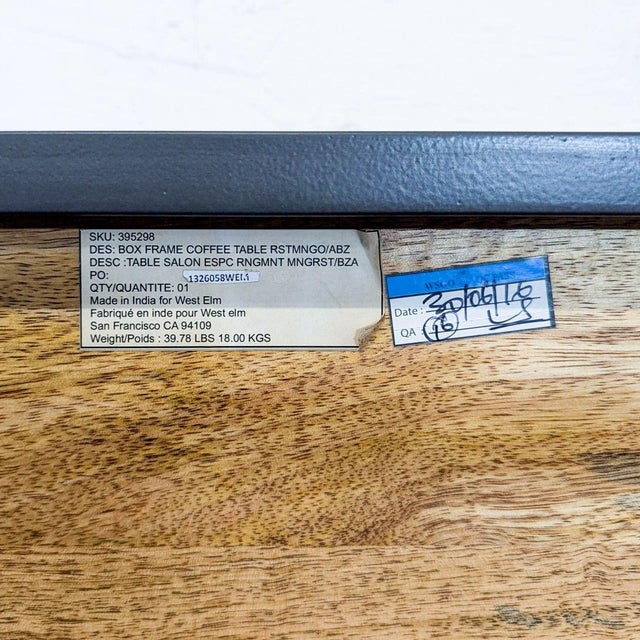 West Elm Box Frame Coffee Table For Sale In San Francisco - Image 6 of 6