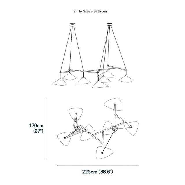 Not Yet Made - Made To Order Monumental Daniel Becker 'Emily 7' Chandelier in Brass & Black for Moss Objects For Sale - Image 5 of 12