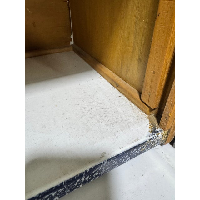 1920s Antique Sellers Hoosier Cabinet C1920 Quarter Sawn Oak Tambour Enamel Counter For Sale - Image 5 of 9