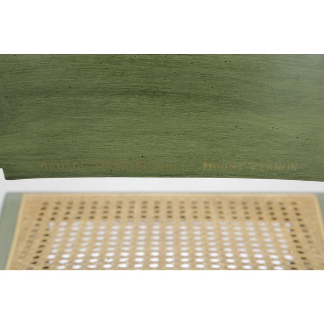 Hitchcock Green Painted George Washington Mount Vernon Cane Seat Side Chair (B) For Sale - Image 12 of 13