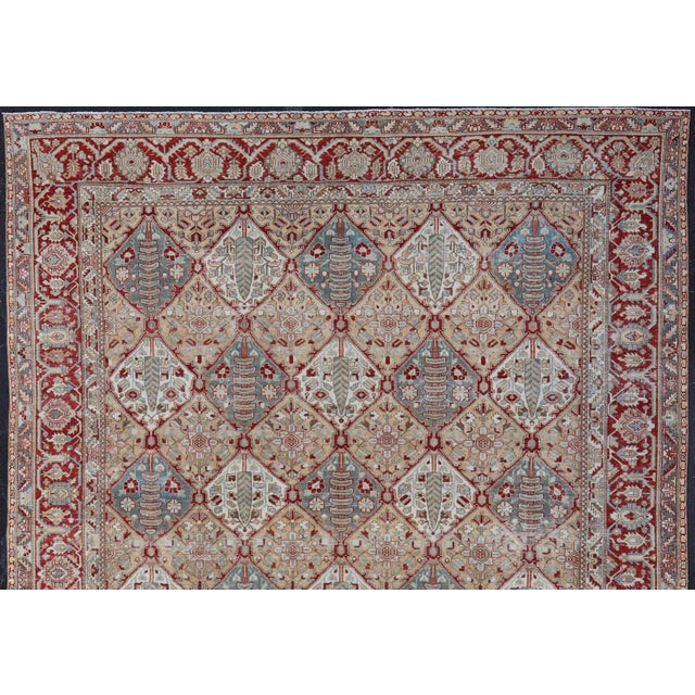 Antique Persian All-Over Garden Design Bakhtiari Rug in Multi Colors 12'11 X 15'6 For Sale - Image 13 of 15