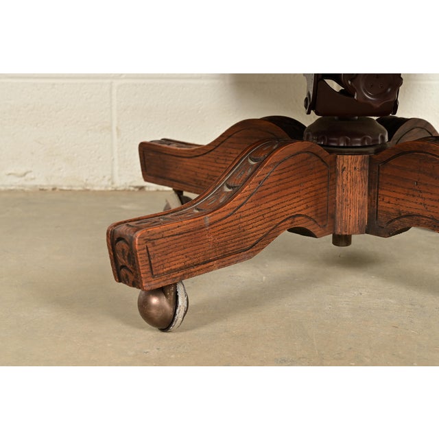Romweber Viking Oak and Leather High Back Executive Swivel Desk Chair, Circa 1960s For Sale - Image 11 of 14