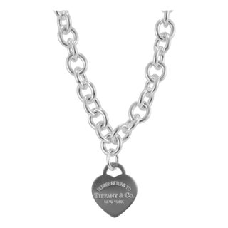 Tiffany & Co. Return to Tiffany Heart Tag 925 Silver Rolo Link Pendant Necklace For Sale