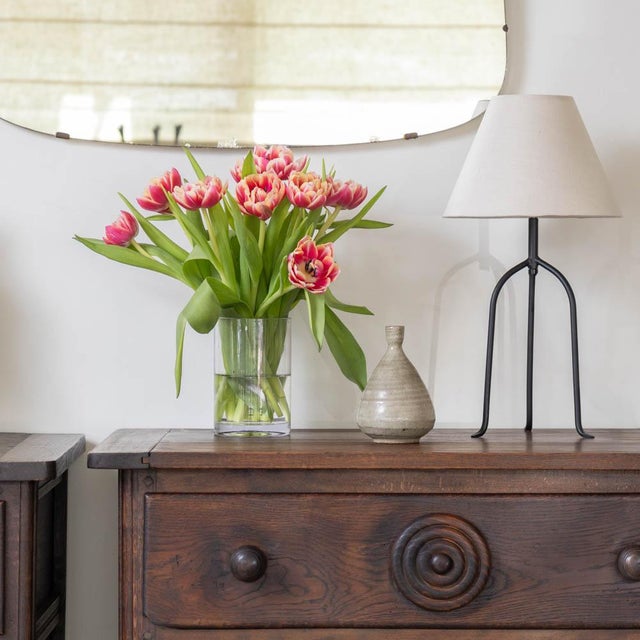 Petite ceramic stoneware vessel from Japan, 1960s. Minimalist vessel with soft cream glaze with warm speckling throughout....