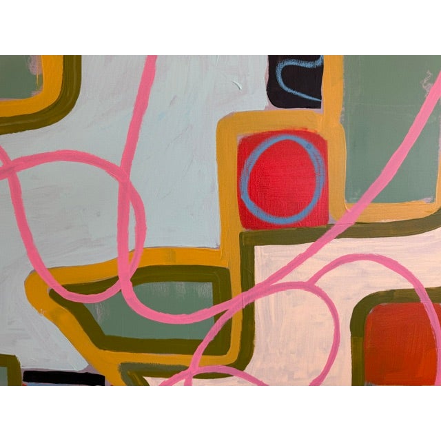 Pink Large Contemporary Abstract Acrylic Painting – Pink Linear & Geometric Expressions For Sale - Image 8 of 11