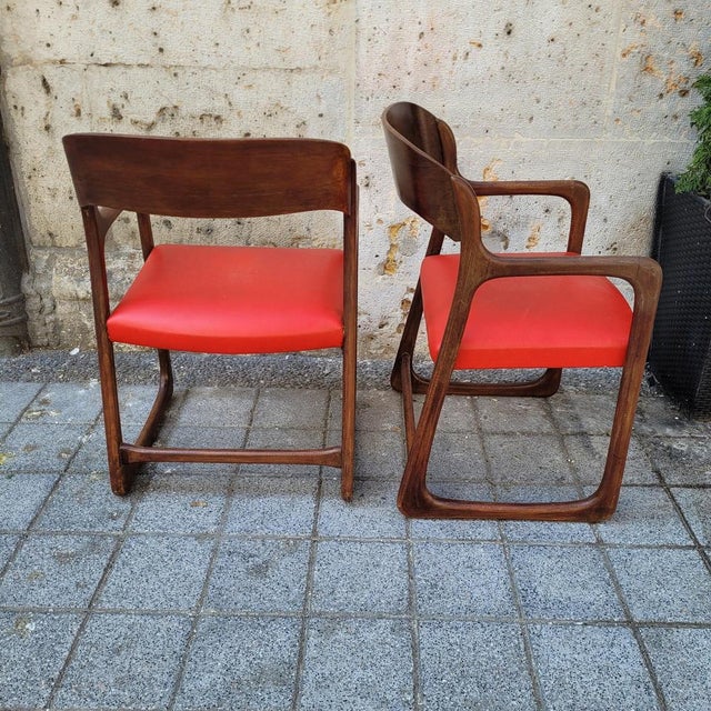 Mid-Century Wooden Traineau Chairs from Baumann, France, 1960s, Set of 2 For Sale - Image 17 of 18