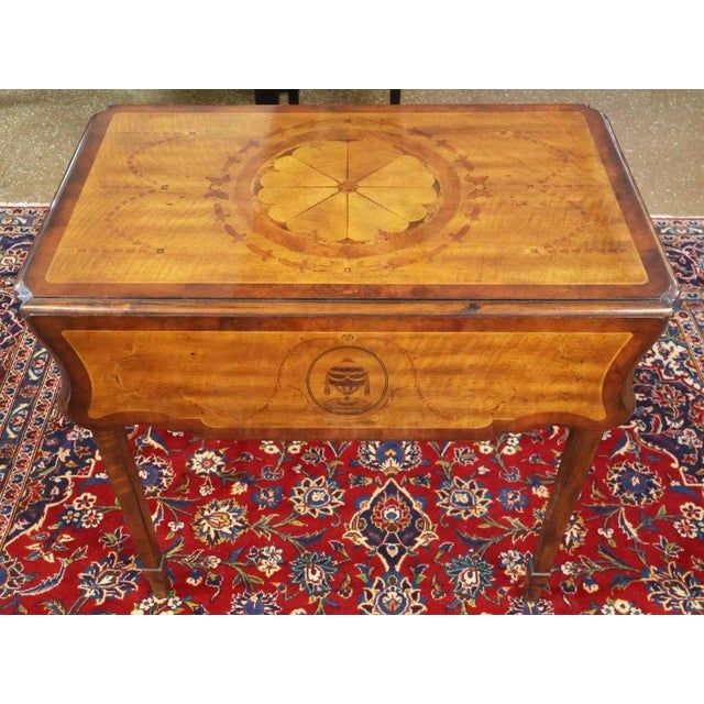 Theodore Alexander Theodore Alexander Replica Collection Sheraton Satinwood Inlaid Pembroke Table For Sale - Image 4 of 11