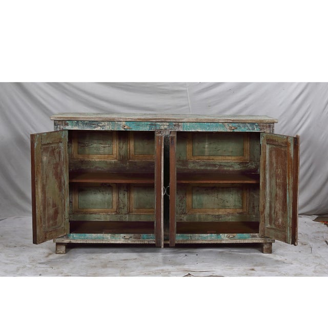 Wood Sideboard Made From Antique Indian Teakwood Architectural Elements For Sale - Image 7 of 8
