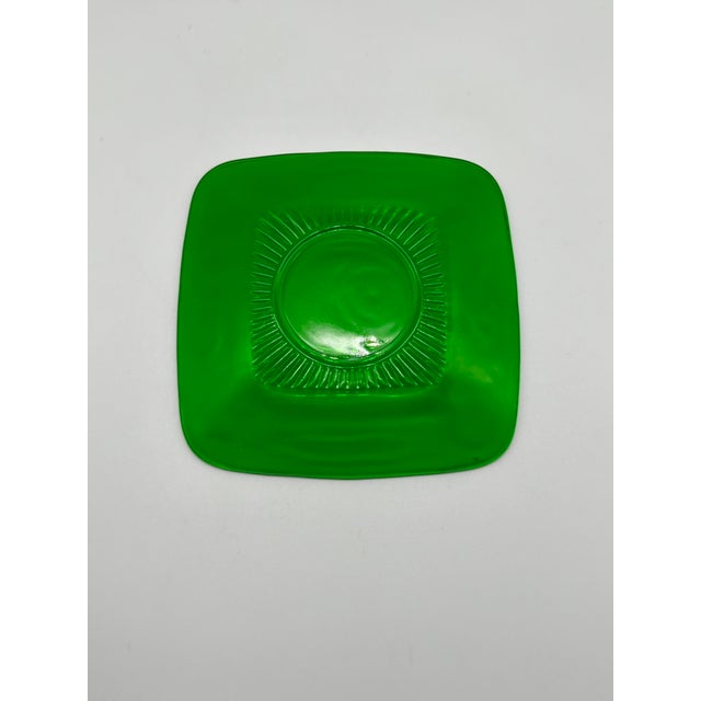 Vintage Anchor Hocking Forest Green "Charm" Pattern Luncheon Plates, Setting Set of 3, 1950s For Sale - Image 10 of 15