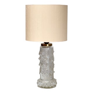 Table Lamp in Glass and Silk by Henrik Blomqvist for Stilarmatur Tranås, Sweden, 1960s For Sale