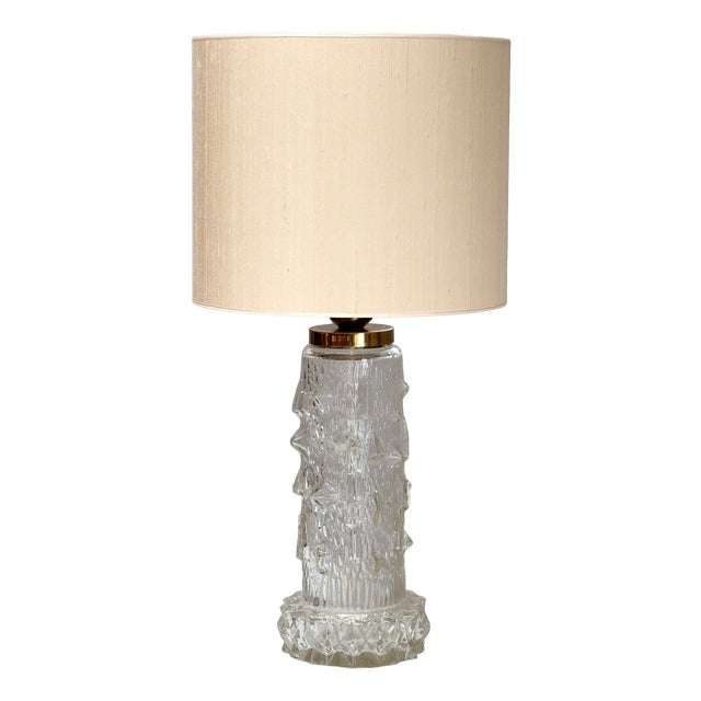 Table Lamp in Glass and Silk by Henrik Blomqvist for Stilarmatur Tranås, Sweden, 1960s For Sale