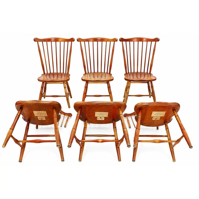 Wood Authentic Stickley Solid Wood 6 Spindle-Back Windsor Chairs For Sale - Image 7 of 13