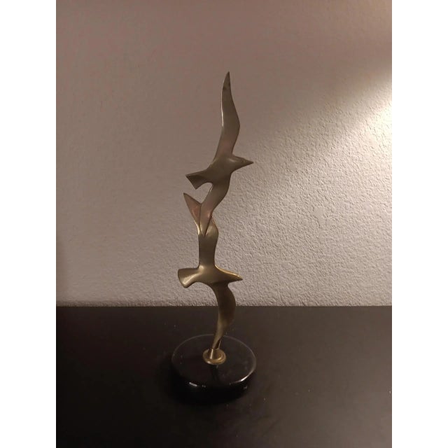 GORGEOUS Curtis Jere Style Brass Seagulls in Flight 14" Sculpture on Marble. This beautiful sculpture features a stunning...