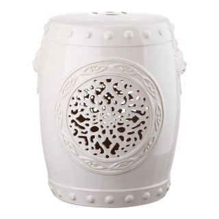Drum Garden Stool in Cream For Sale
