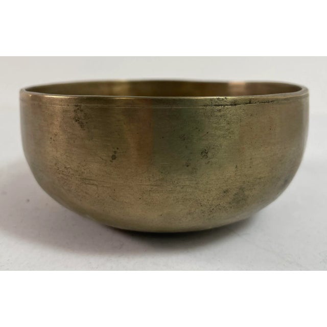 Vintage Asian Bronze Singing Hammered Bowl For Sale - Image 11 of 12