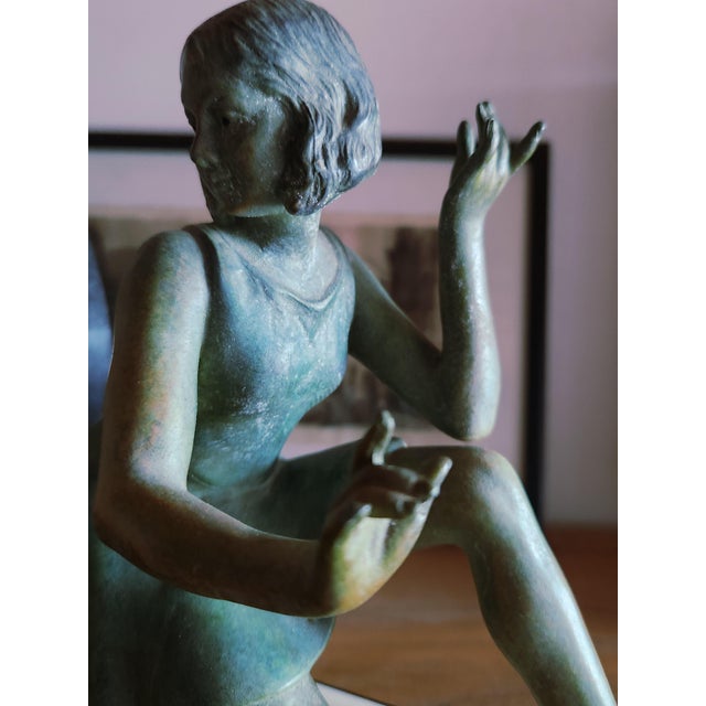 Art Deco Marble and Bronze S Marti Clock with Geo Maxim Sculpture, 1920s For Sale - Image 6 of 18
