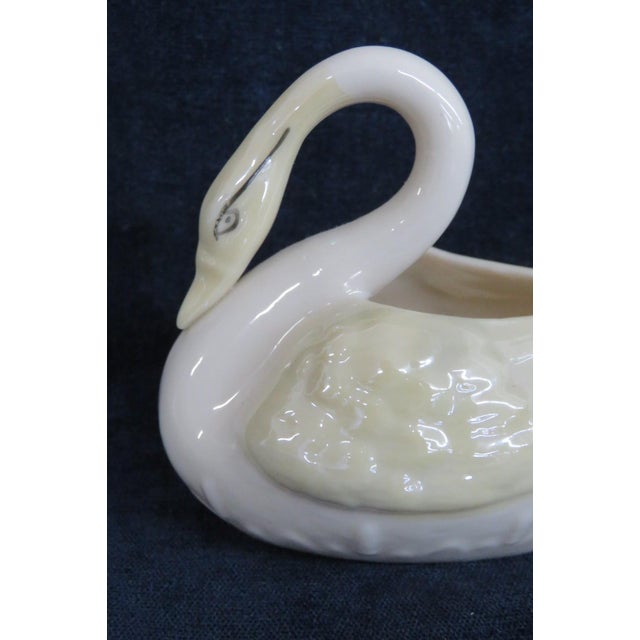 Mid 20th Century Belleek Pottery Ireland Yellow Luster Porcelain Swan Figurine Creamer 5204b For Sale - Image 5 of 18