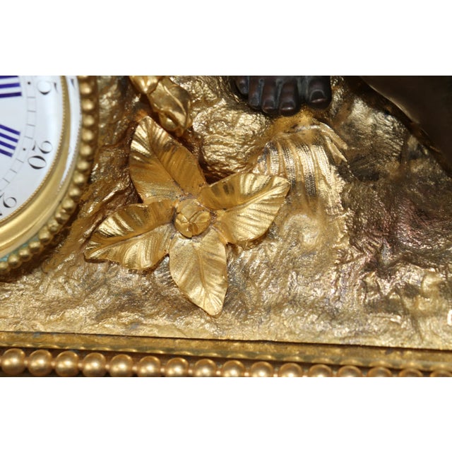 Bronze Stunning Dore' Bronze and Dark Bronze Cherub Mantel Clock by Vannier of Paris For Sale - Image 8 of 12