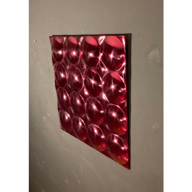 1970s Pop Art Frameless Bubble Plexiglass Panel Mirror Cranberry Mid-Century Modern, Circa 1970s For Sale - Image 5 of 12