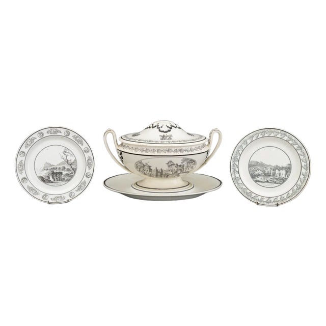 French Creamware Tableware, 3 Pcs. For Sale