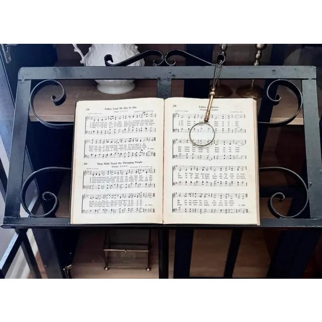 Mid-Century Modern Mid-Century Hand-Forged Wrought Iron Music Stand With Scrollwork For Sale - Image 3 of 3
