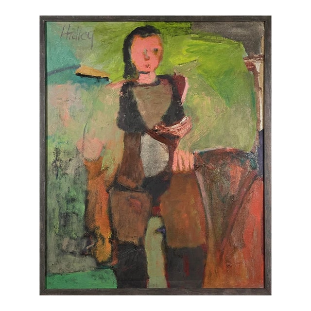 Charles "Li" Hidley (American, 1921-2003) - Vintage Postmodernist Abstract Figurative Painting, Signed (Ca. 1970, Oil on Canvas) For Sale