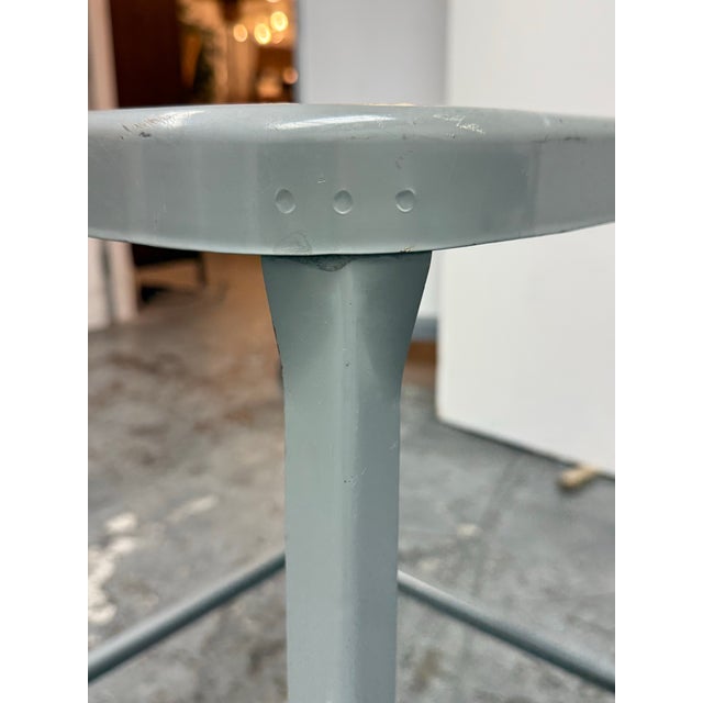 Vintage Industrial Gray Metal Bar Stools Lyon Workspace Model 1901, Pair For Sale - Image 9 of 12