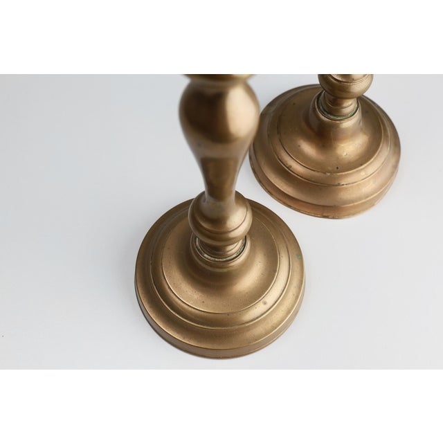 Gold Antique French Copper Candlesticks, 1890s, Set of 2 For Sale - Image 8 of 11