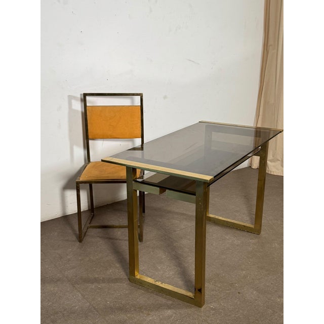 1970s Mid-Century Italian Brass Desk and Chair, 1970s, Set of 2 For Sale - Image 5 of 14
