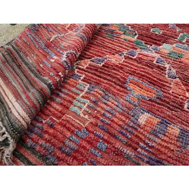 Galerie Shabab Collection Tribal Late 20th Century Handmade Moroccan Gallery Rug in Deep Red For Sale - Image 10 of 10