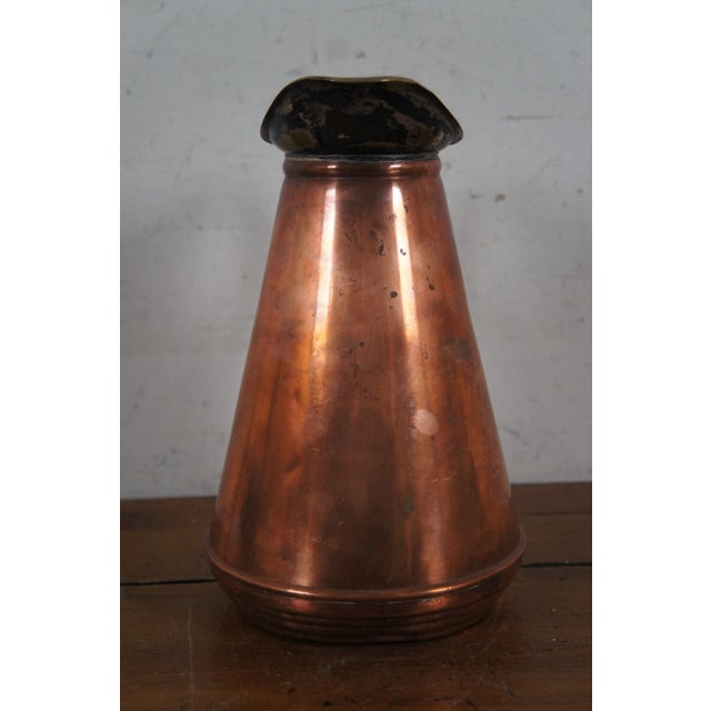 Late 19th Century Antique Arts & Crafts Insulated Copper Farmhouse Lidded Jug Pitcher Kettle For Sale - Image 5 of 12