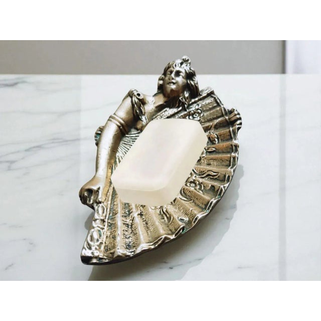 Gold Art Nouveau Brass Tray with Female Figure For Sale - Image 8 of 10