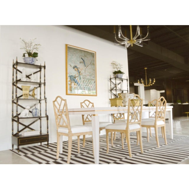 2020s Italian White Lacquer Dining Table With Gold Accents W/ Leaf Extension For Sale - Image 5 of 5