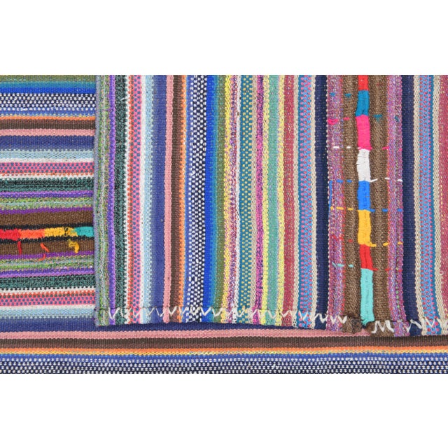 Vintage Turkish Oushak Handmade Wool Cotton Pink Kilim Area Rug For Sale - Image 10 of 11