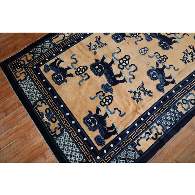 Early 21st Century Foo Dog Pictorial Chinese 20th Century Wool Rug For Sale - Image 5 of 6