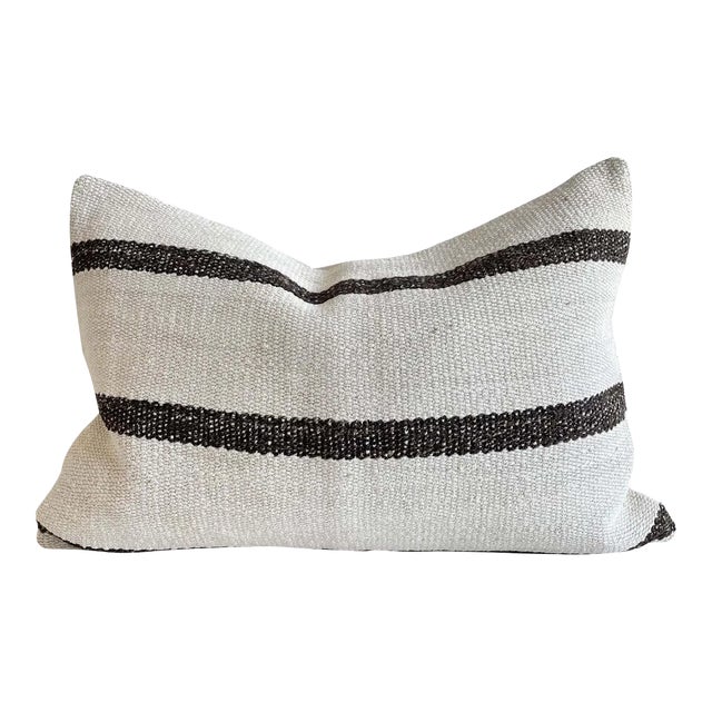 Vintage Turkish Rug Lumbar Pillow With Down Insert For Sale