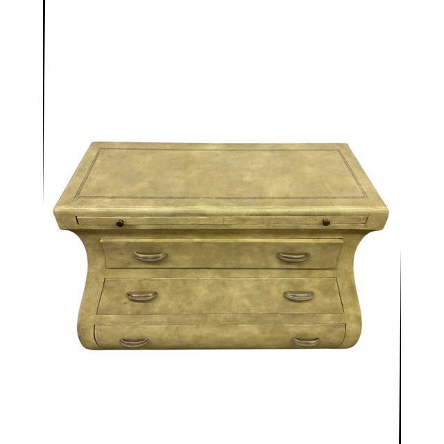 1990s Pair of Maitland-Smith Leather-Wrapped Bombé Chests of Drawers For Sale - Image 10 of 14