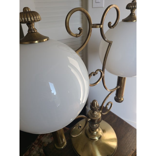 1950s Mid-Century 1950s Brass Double Arm Table Lamp For Sale - Image 5 of 14