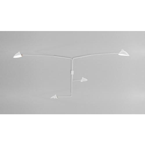 Mid-Century Modern White Four Rotating Straight Arms Wall Lamp by Serge Mouille For Sale - Image 3 of 7