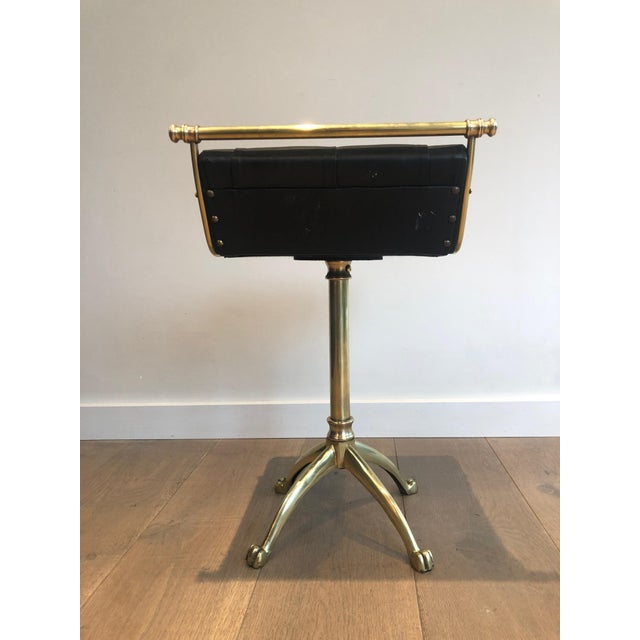 1940s Brass Stool with Claw Feet and Leather Seat For Sale - Image 9 of 12