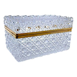 French Baccarat Cut Crystal Jewelry Box, 1970s For Sale