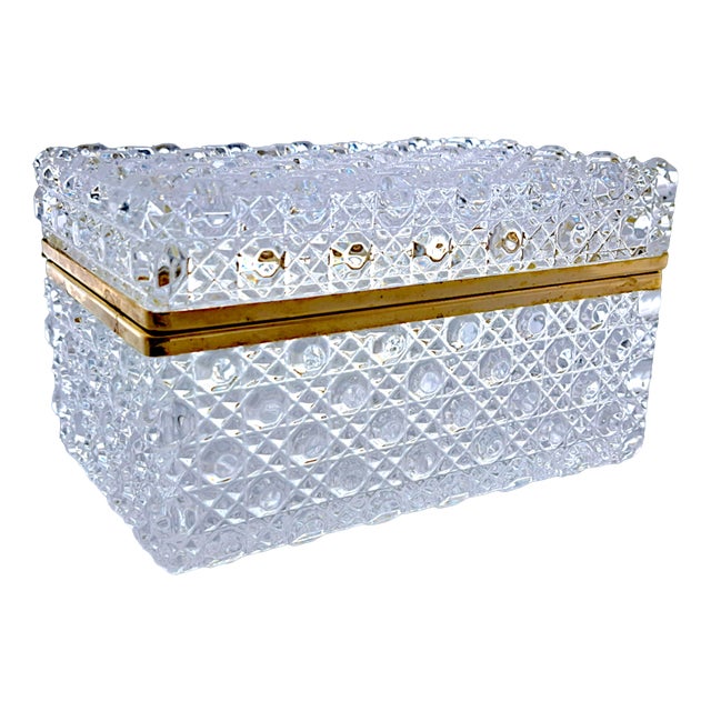 French Baccarat Cut Crystal Jewelry Box, 1970s For Sale