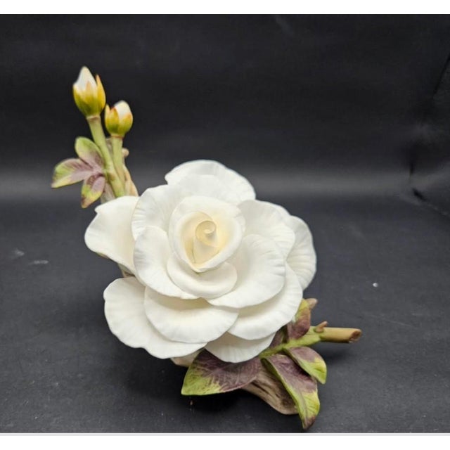 White Vintage 1970s Towle Fine Bone China White Rose Natural World Display Sculpture For Sale - Image 8 of 8