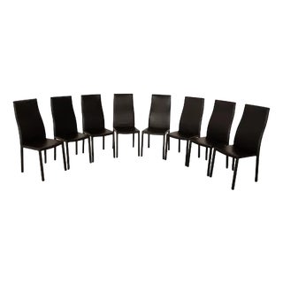 Leather Chairs in Black from Bonaldo Milena, Set of 8 For Sale