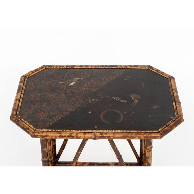 Chinoiserie Lacquered Bamboo Two-Tier Side Table For Sale - Image 4 of 9