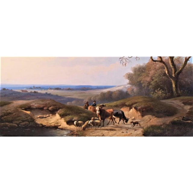 American Early 19th Century Pastoral Landscape Oil Painting by Eugene Verboeckhoven and Louis Verwee, Framed For Sale - Image 3 of 8